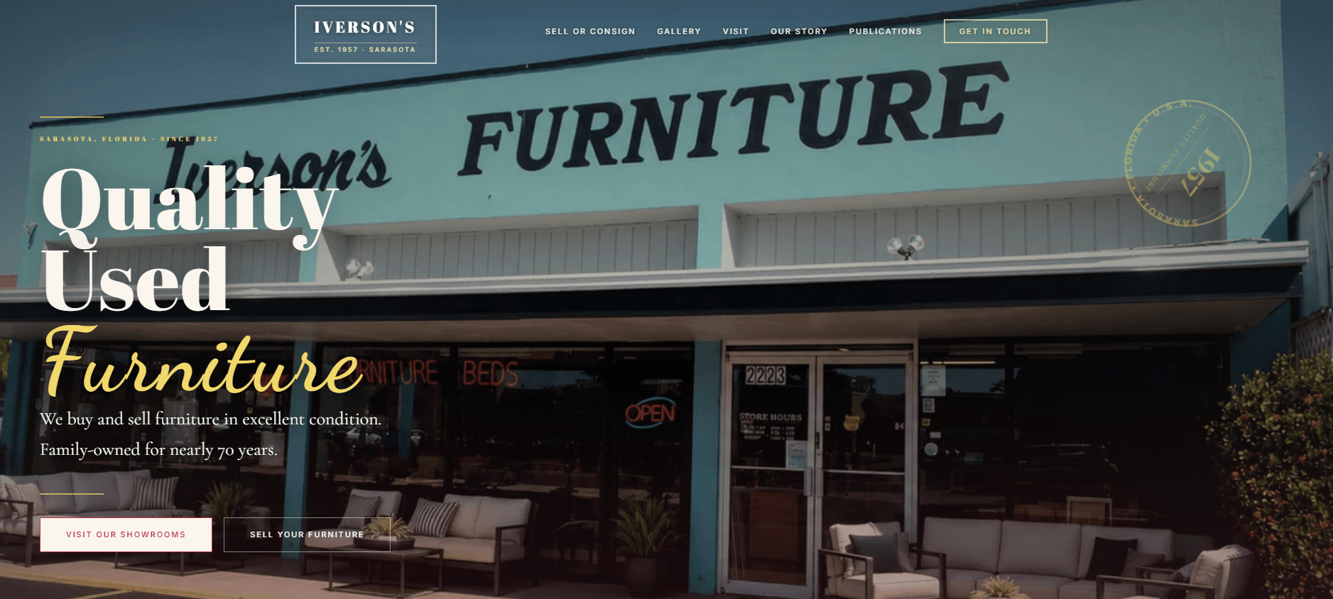 Iverson's furniture store website homepage