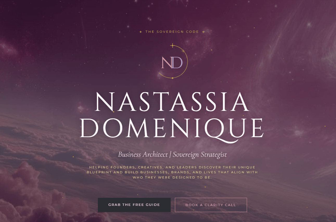 Nastassia Domenique brand website header