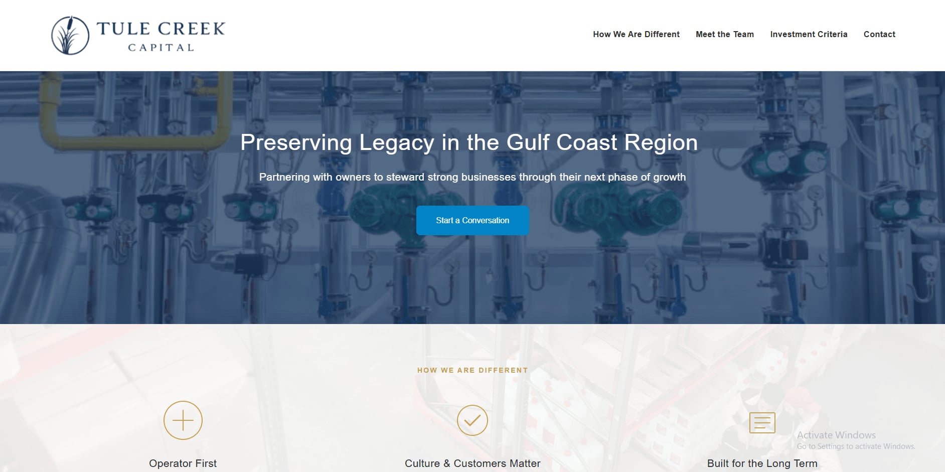 Tule Creek Capital website homepage